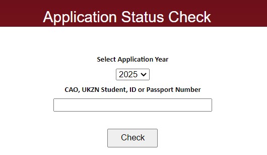 UKZN status check login.