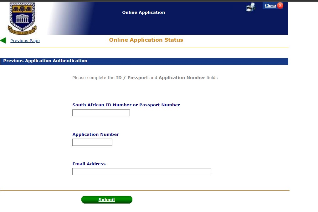 UWC Status Check page.