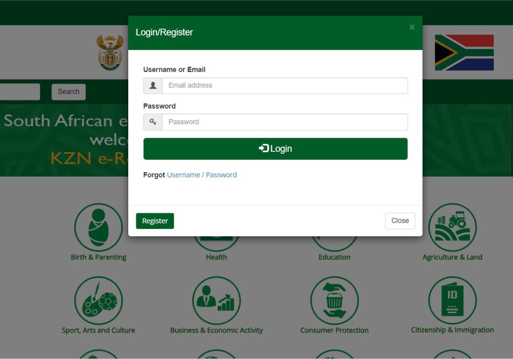 Funza Lushaka bursary login page.